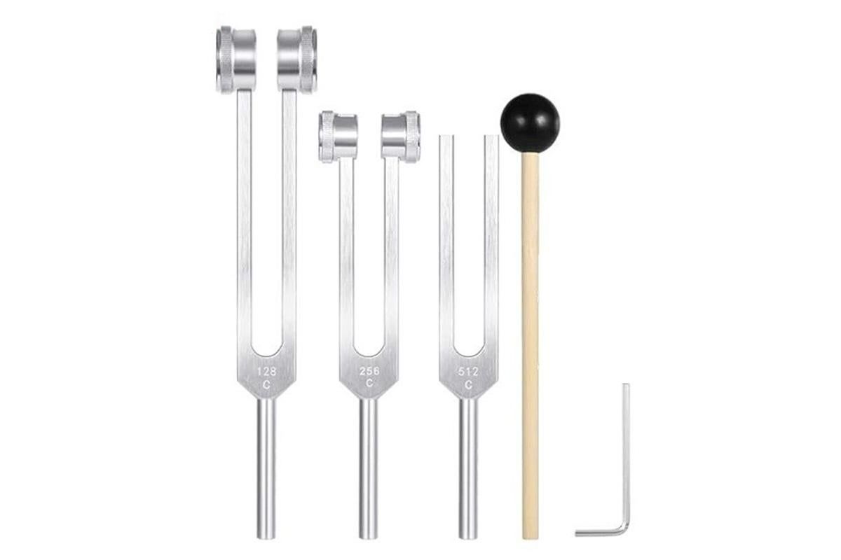 3Pcs Aluminum Tuning Forks Set 128Hz 256Hz 512Hz for Sound Healing Yoga Meditation - Silver - Image 3
