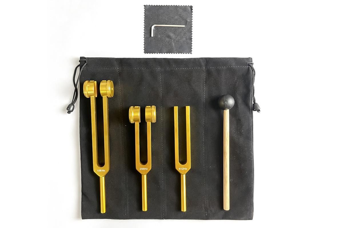 3Pcs Aluminum Tuning Forks Set 128Hz 256Hz 512Hz for Sound Healing Yoga Meditation - Gold - Image 5