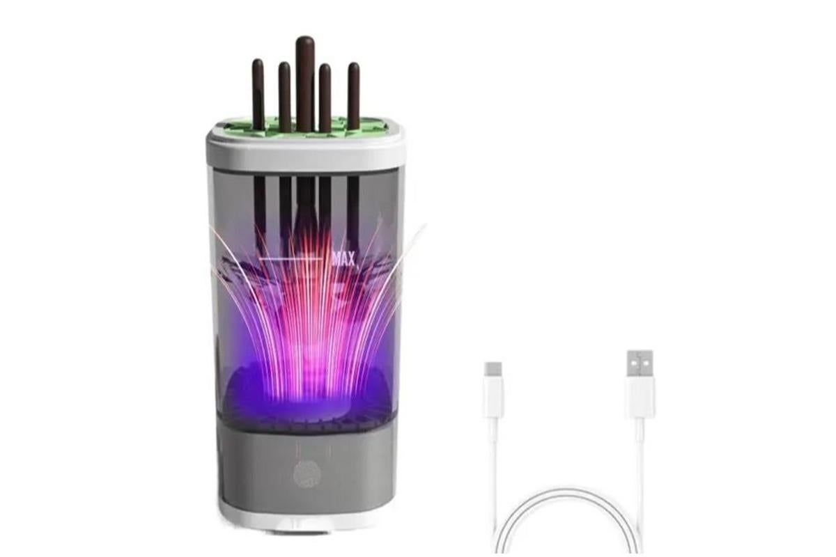 Electric Makeup Brush Cleaner and Dryer Machine Automatic Brush Super Fast Cleaning Tool -Grey - Image 2