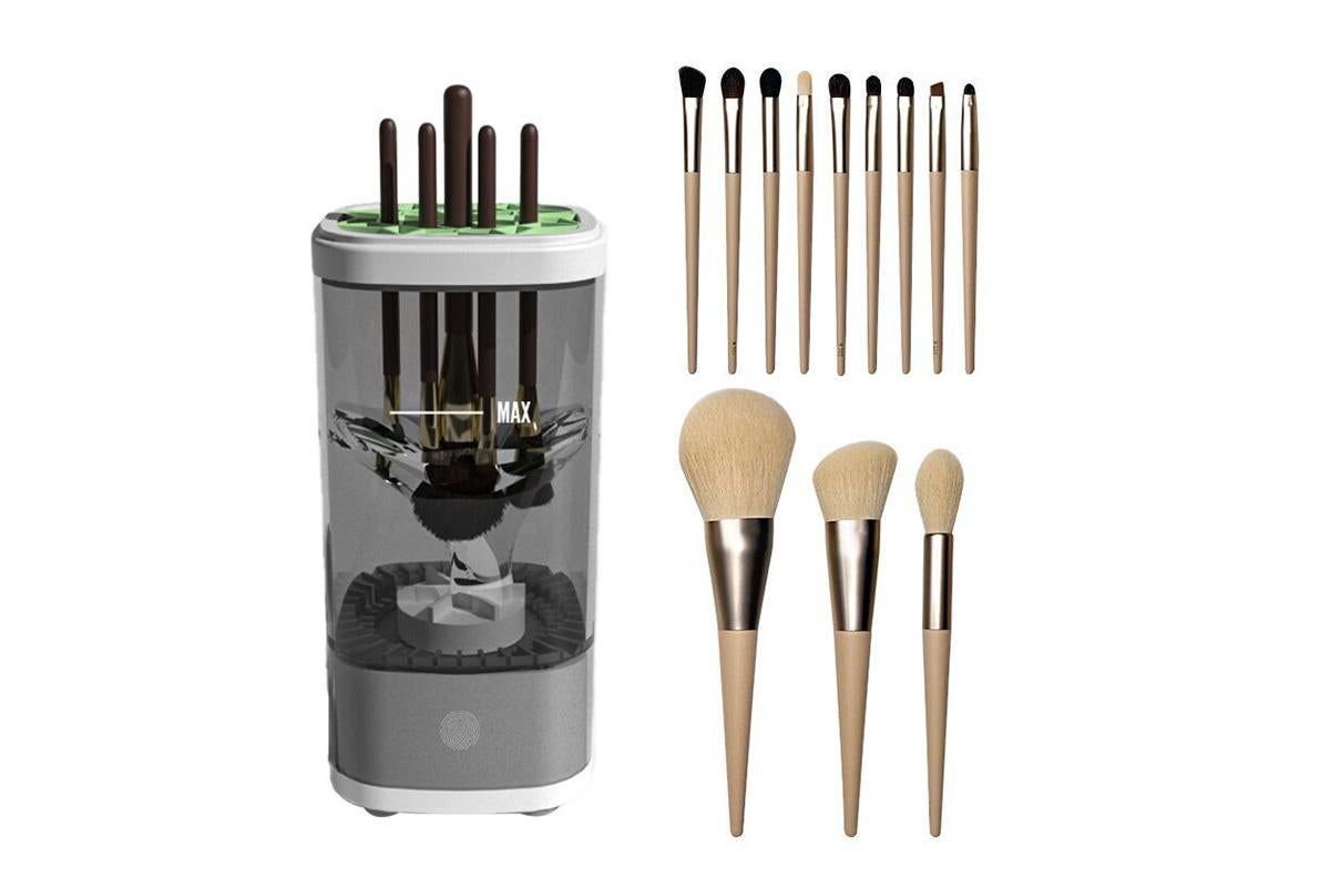 Electric Makeup Brush Cleaner and Dryer Machine Automatic Brush Super Fast Cleaning Tool -Grey - Image 3