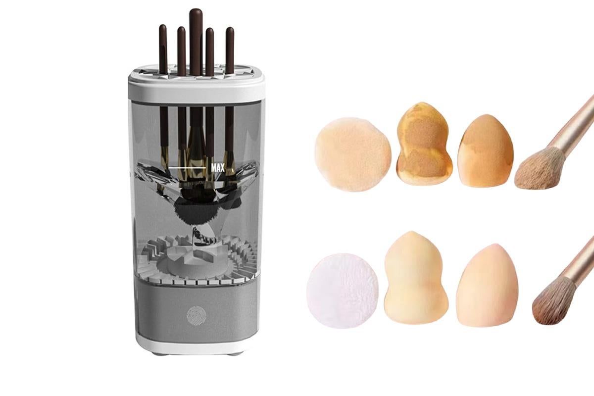 Electric Makeup Brush Cleaner and Dryer Machine Automatic Brush Super Fast Cleaning Tool -Grey - Image 4