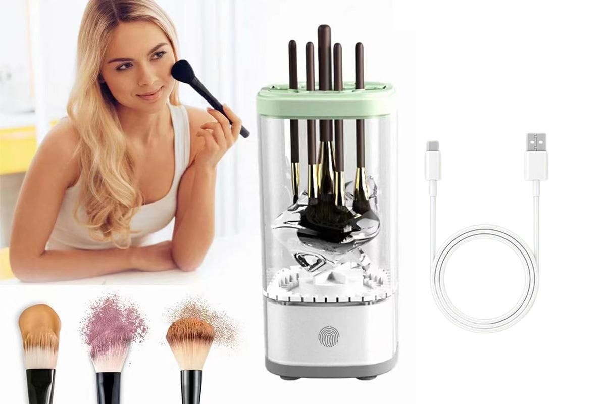 Electric Makeup Brush Cleaner and Dryer Machine Automatic Brush Super Fast Cleaning Tool -Grey - Image 6