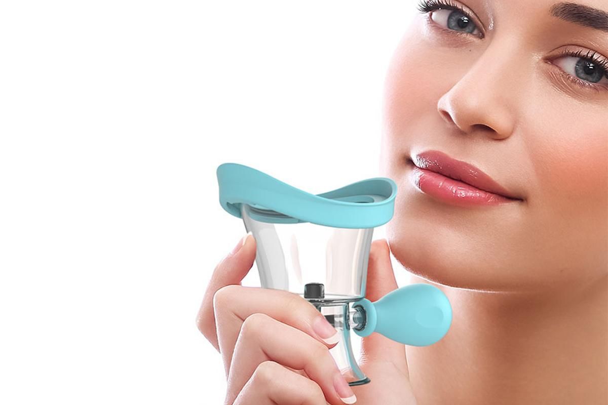 Manual Air Pressure Eye Cleaning Cup Clear Silicone Eye Cup -Blue - Image 1