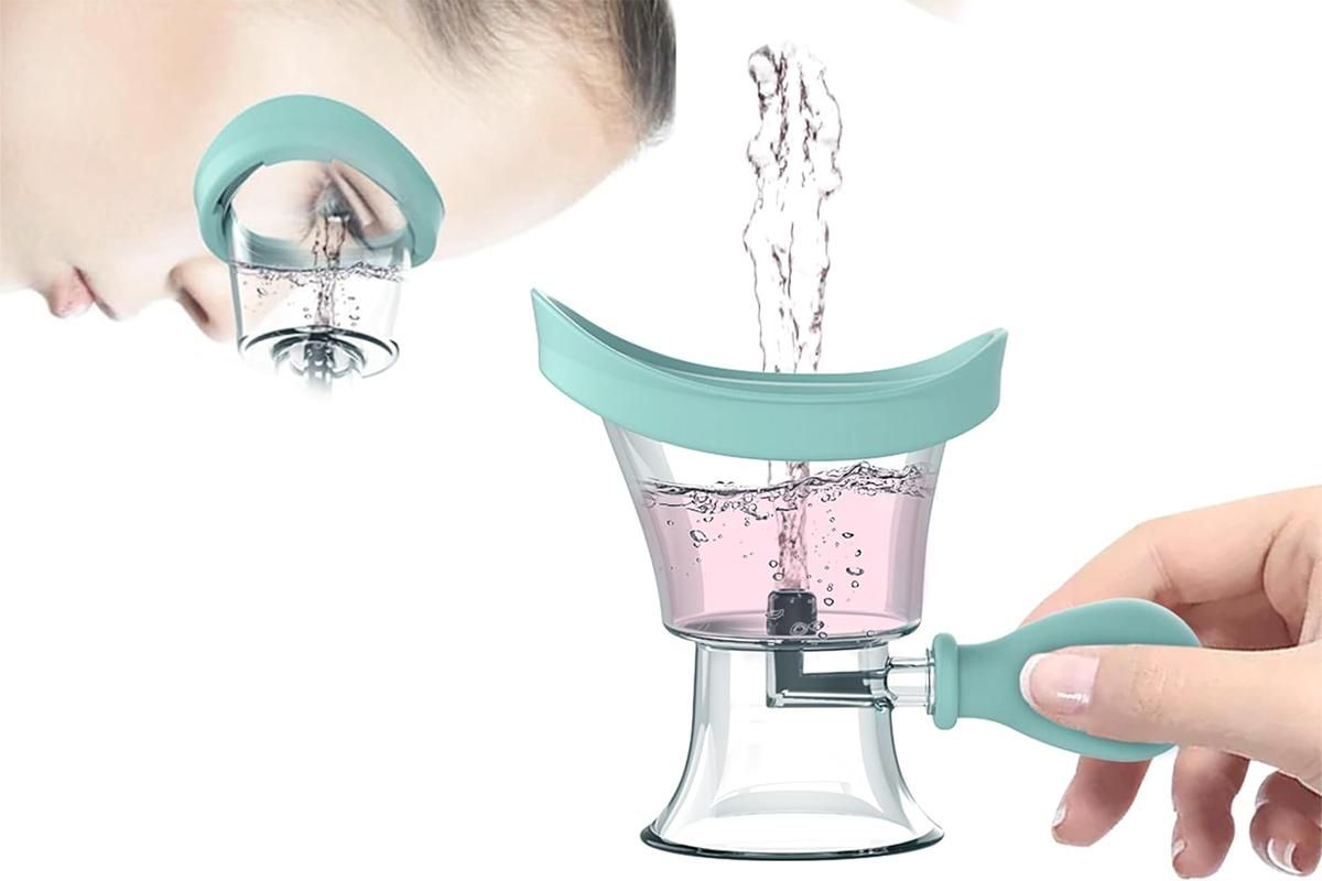 Manual Air Pressure Eye Cleaning Cup Clear Silicone Eye Cup -Blue - Image 3