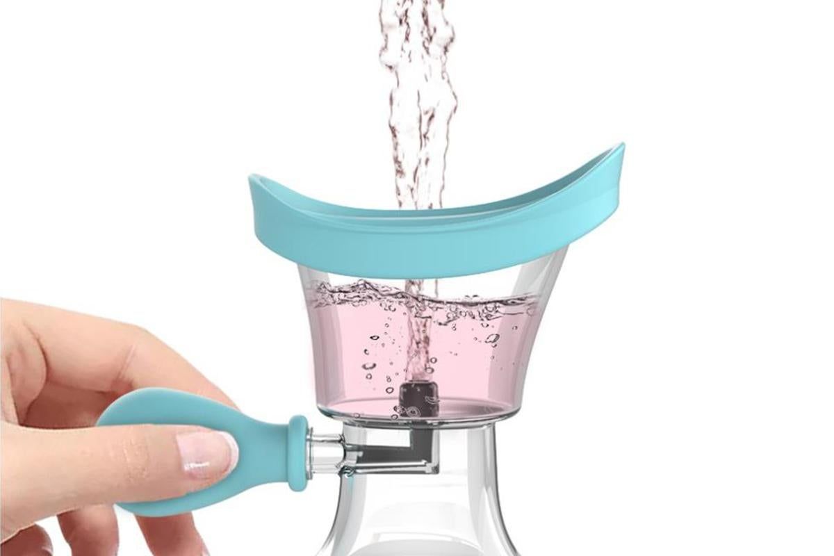 Manual Air Pressure Eye Cleaning Cup Clear Silicone Eye Cup -Blue - Image 4