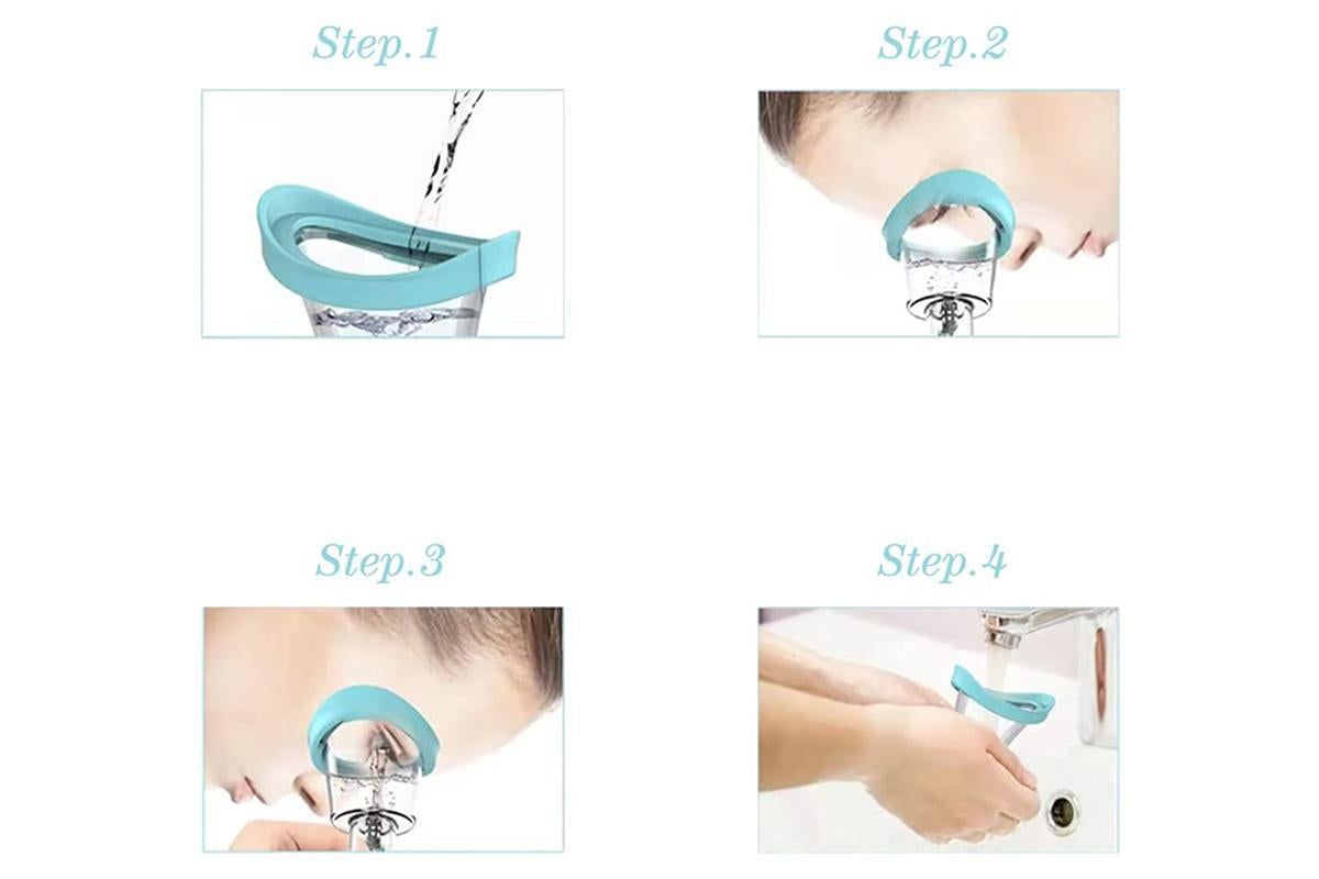 Manual Air Pressure Eye Cleaning Cup Clear Silicone Eye Cup -Blue - Image 5