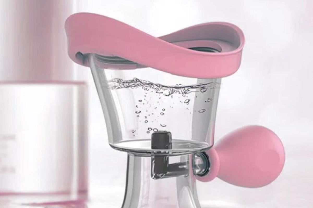 Manual Air Pressure Eye Cleaning Cup Clear Silicone Eye Cup -Pink - Image 3