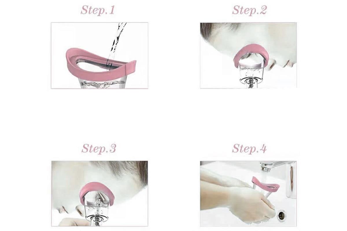 Manual Air Pressure Eye Cleaning Cup Clear Silicone Eye Cup -Pink - Image 4