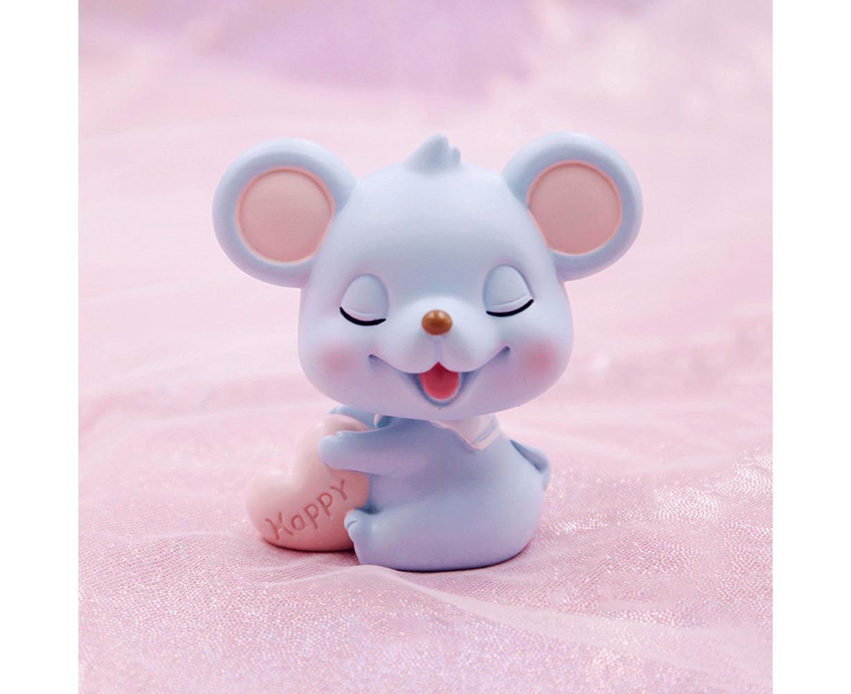 Resin Cartoon Nodding Mouse Car Dashboard Bedside Ornament 2020 New Year Gift-Blue - Image 4