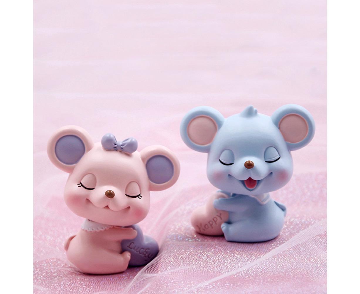 Resin Cartoon Nodding Mouse Car Dashboard Bedside Ornament 2020 New Year Gift-Blue - Image 5
