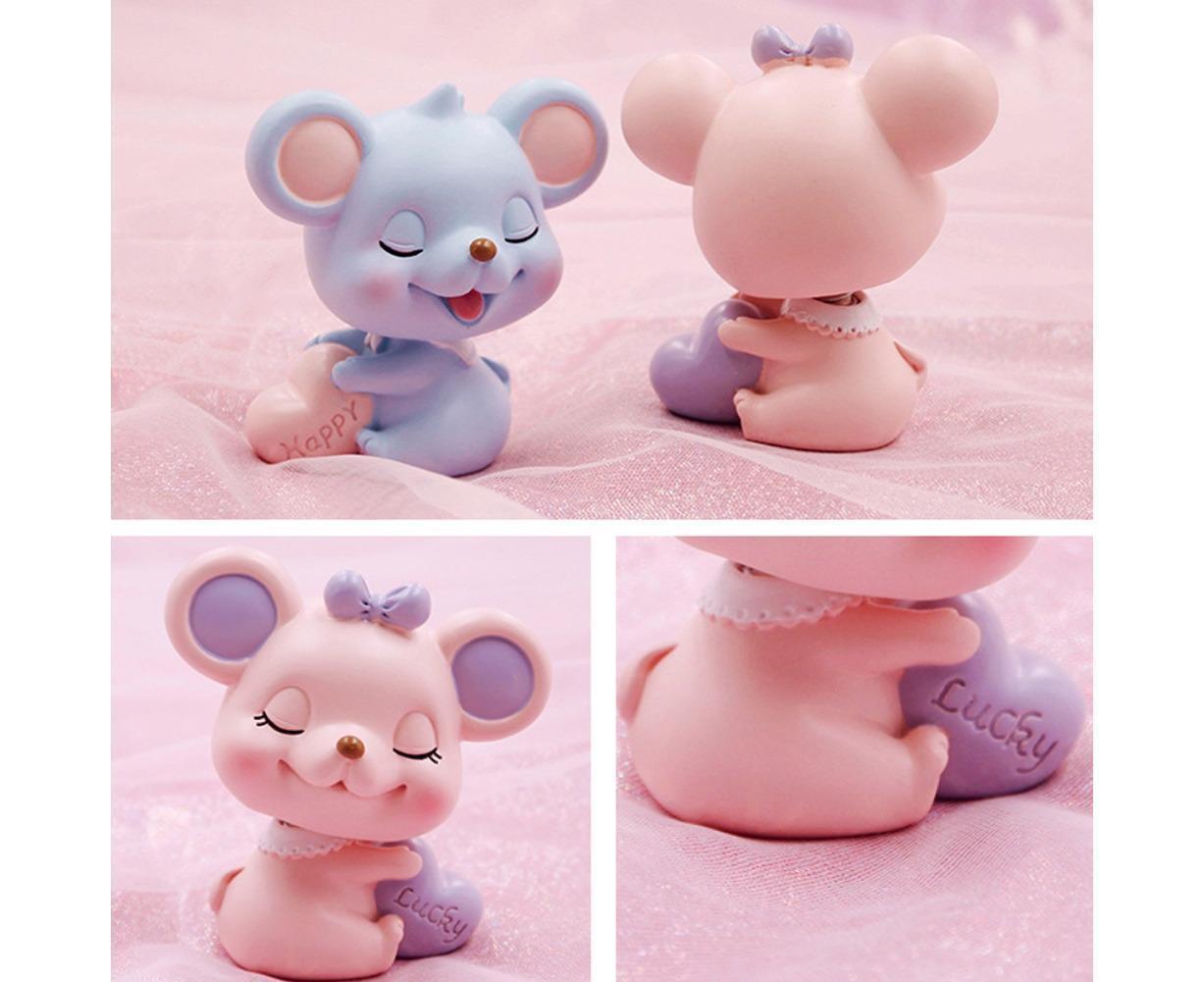 Resin Cartoon Nodding Mouse Car Dashboard Bedside Ornament 2020 New Year Gift-Blue - Image 8