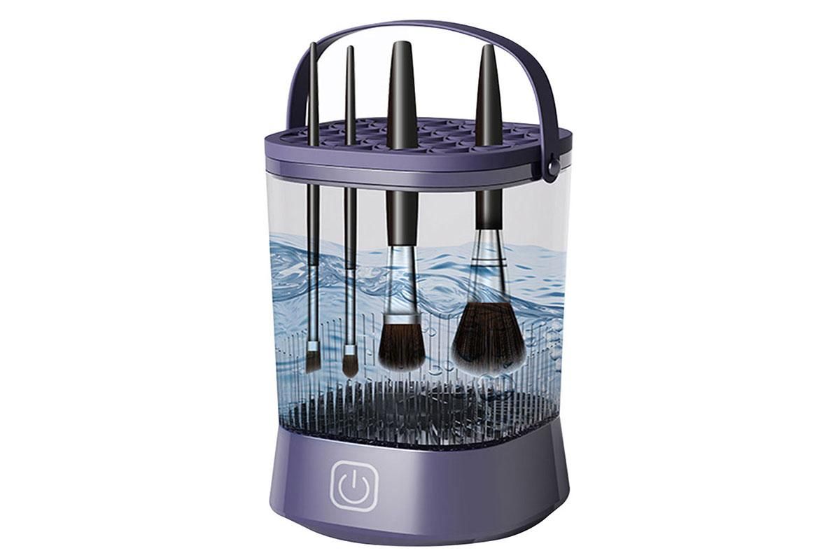 Water-Resistant Electric Makeup Brush Cleaner Automatic Brush Cleaner Dryer Tool -Purple - Image 3