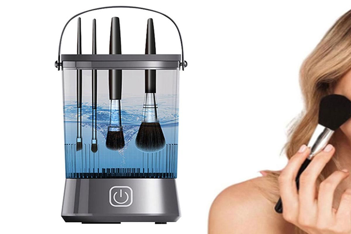 Water-Resistant Electric Makeup Brush Cleaner Automatic Brush Cleaner Dryer Tool -Black - Image 1