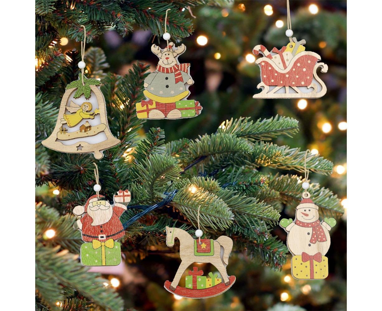 Hanging Wooden Elk Snow Christmas Pendants Ornament Xmas Tree Party Decoration-A - Image 3