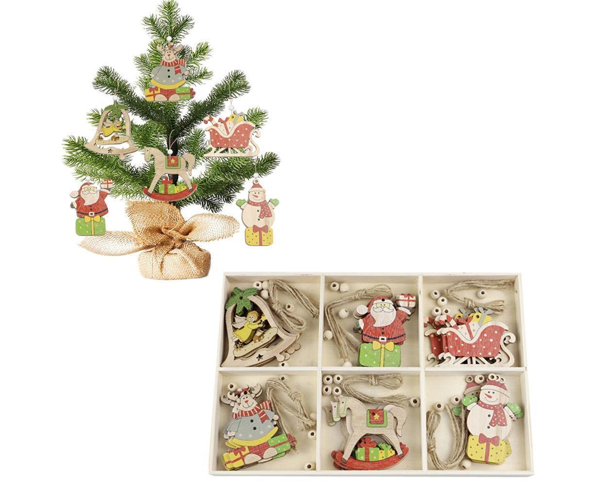 Hanging Wooden Elk Snow Christmas Pendants Ornament Xmas Tree Party Decoration-A - Image 4