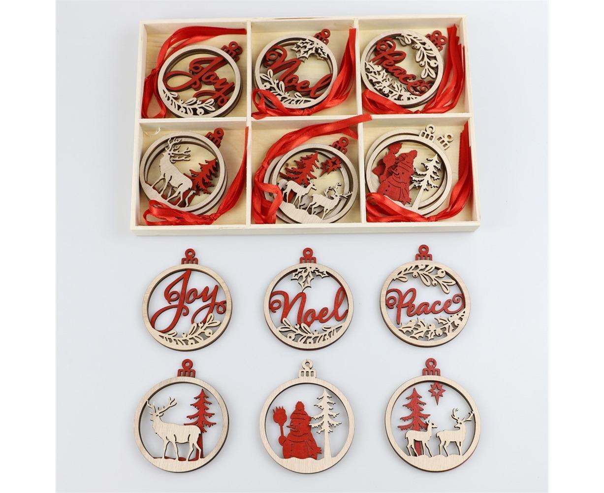 Hanging Wooden Elk Snow Christmas Pendants Ornament Xmas Tree Party Decoration-A - Image 6