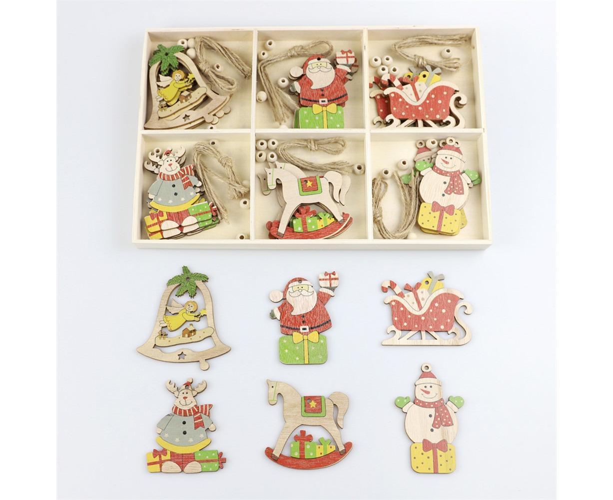Hanging Wooden Elk Snow Christmas Pendants Ornament Xmas Tree Party Decoration-A - Image 7