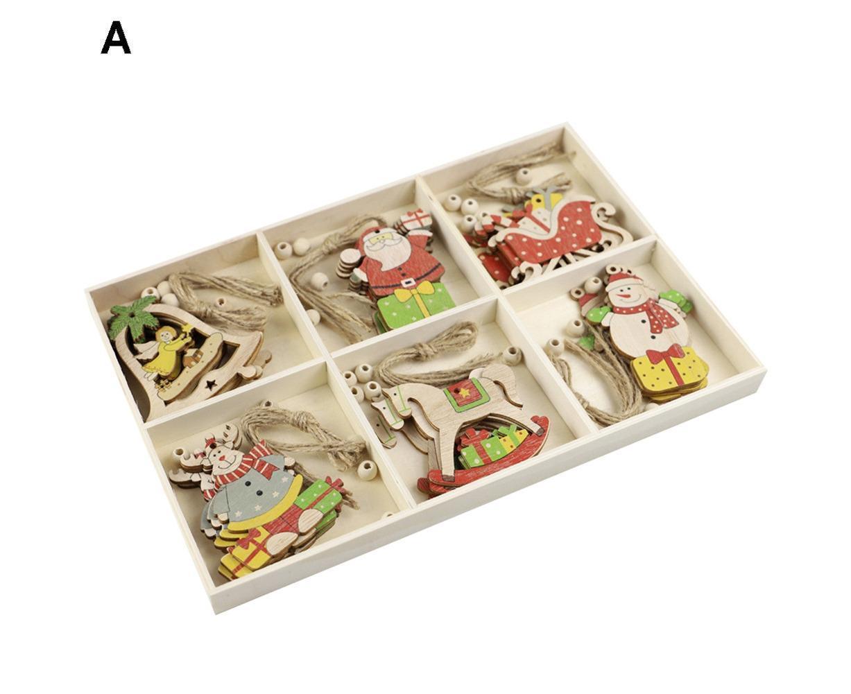 Hanging Wooden Elk Snow Christmas Pendants Ornament Xmas Tree Party Decoration-A - Image 8