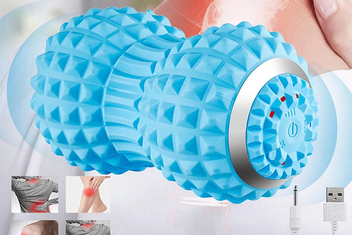 Vibrating Roller Massager Electric Massage Ball Back Foot Muscle Pain Relief -Light Blue - Image 2
