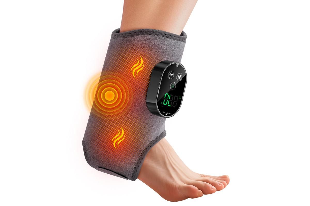 Electric Foot Ankle Massager Joint Pain Relief Heating Vibration Hot Compress - Gray - Image 4