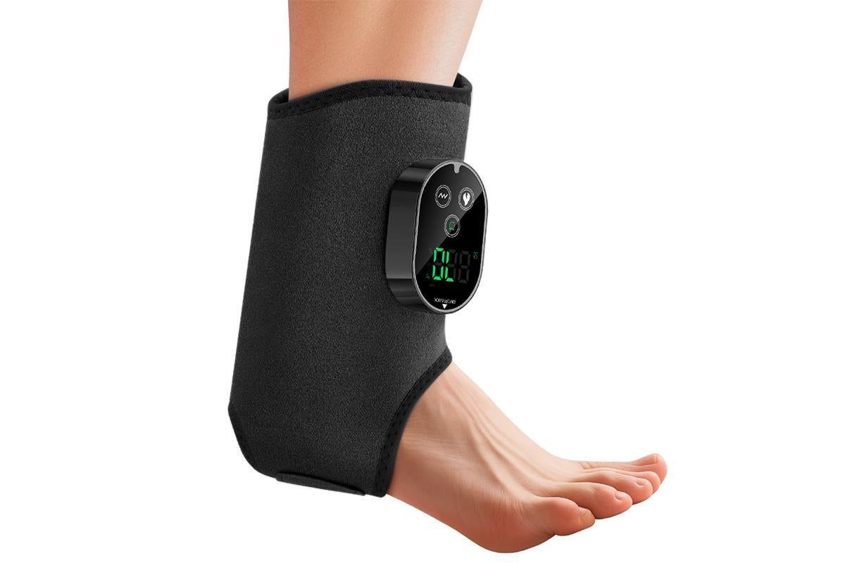 Electric Foot Ankle Massager Joint Pain Relief Heating Vibration Hot Compress - Black - Image 3