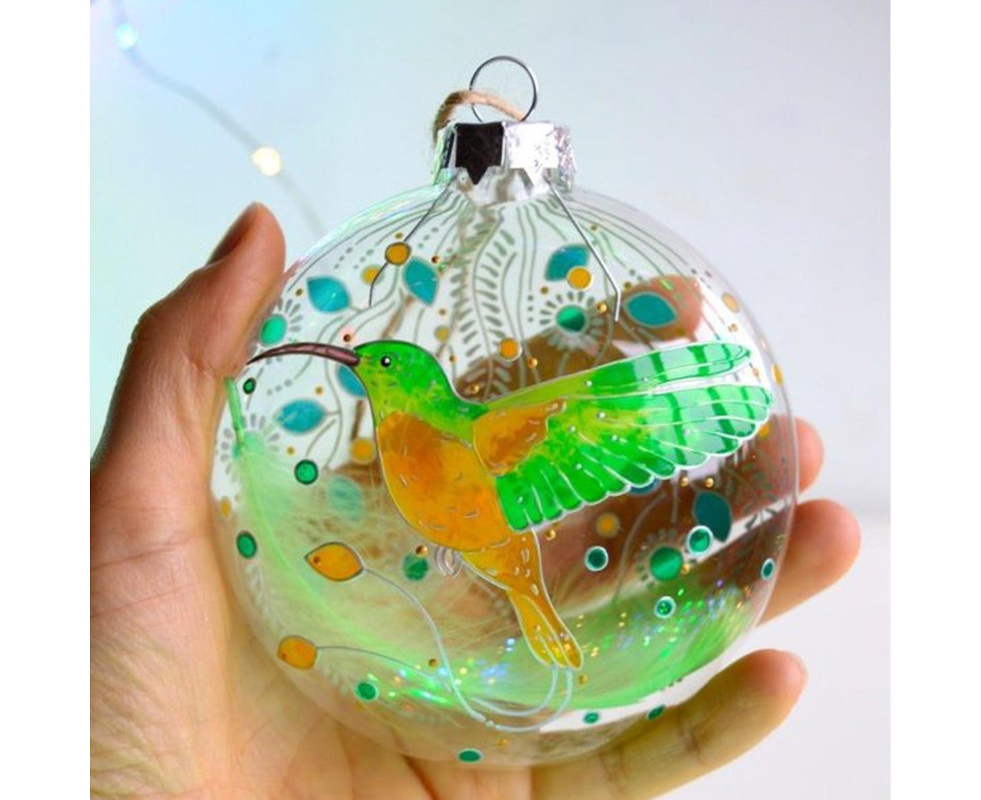Acrylic Christmas Hummingbird-Green - Image 2