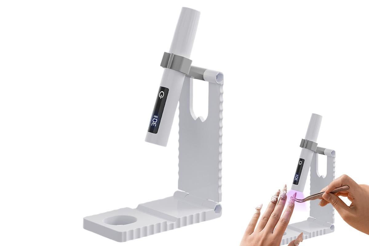 Portable Touch Nail Lamp - Cordless Mini LED Gel Curing UV Light with Timer - White - Image 1