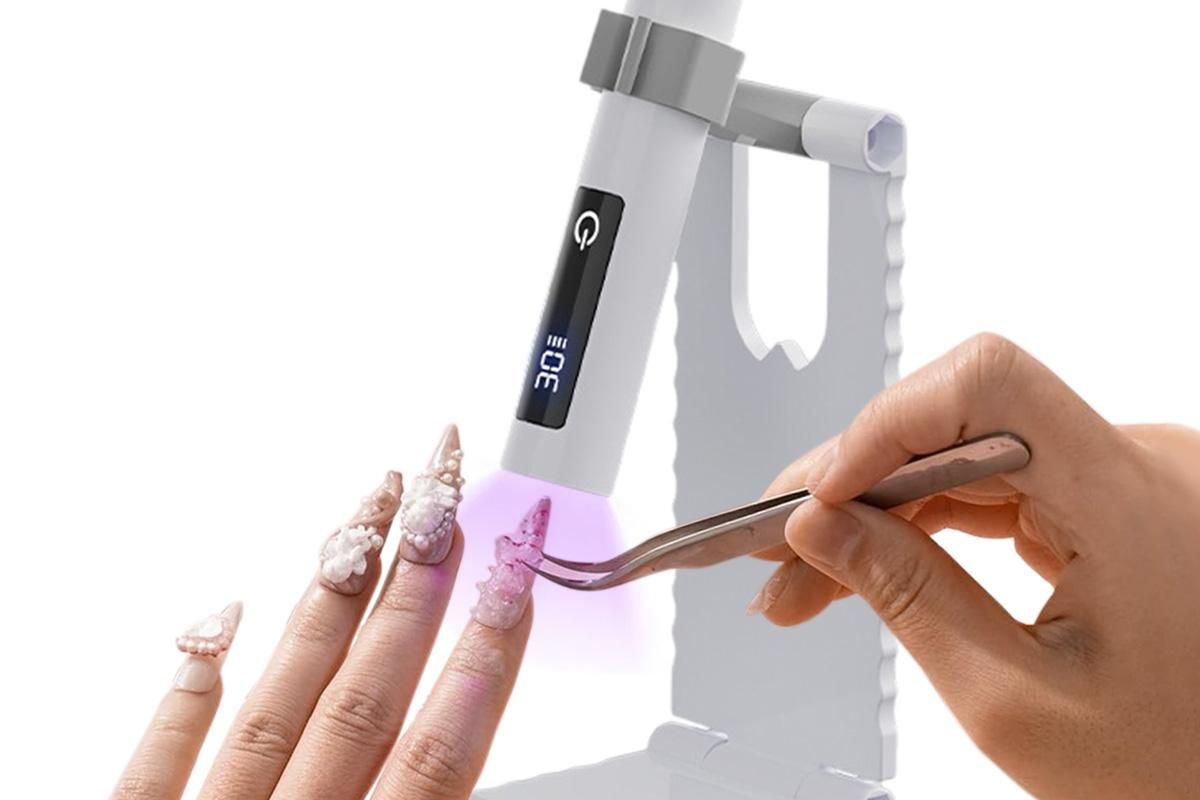 Portable Touch Nail Lamp - Cordless Mini LED Gel Curing UV Light with Timer - White - Image 3