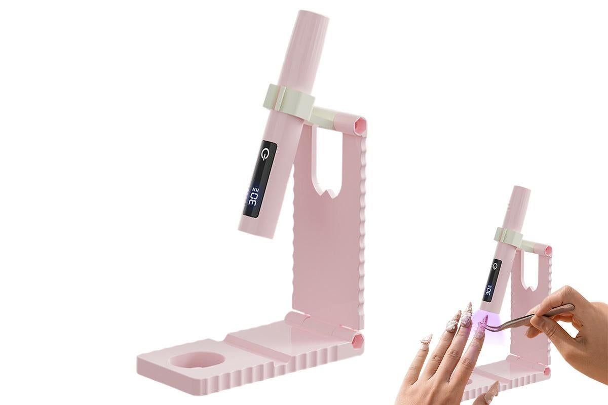 Portable Touch Nail Lamp - Cordless Mini LED Gel Curing UV Light with Timer - Pink - Image 1