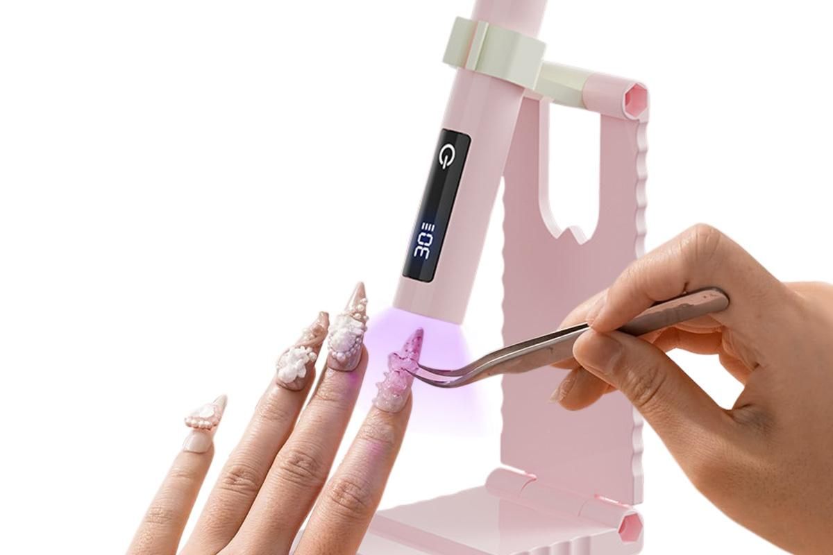 Portable Touch Nail Lamp - Cordless Mini LED Gel Curing UV Light with Timer - Pink - Image 3