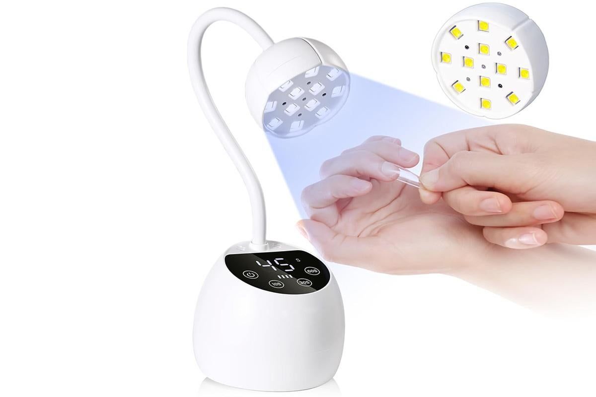 UV LED Nail Lamp Mini Cordless Gel Dryer With Adjustable Gooseneck For Gel Nails - White - Image 1