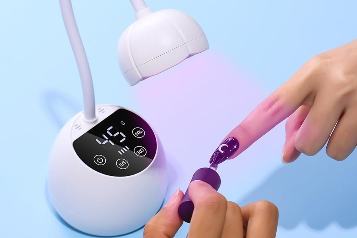 UV LED Nail Lamp Mini Cordless Gel Dryer With Adjustable Gooseneck For Gel Nails - White - Image 4