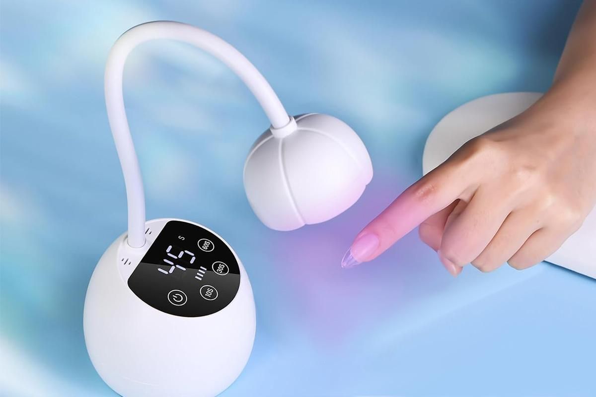 UV LED Nail Lamp Mini Cordless Gel Dryer With Adjustable Gooseneck For Gel Nails - White - Image 5
