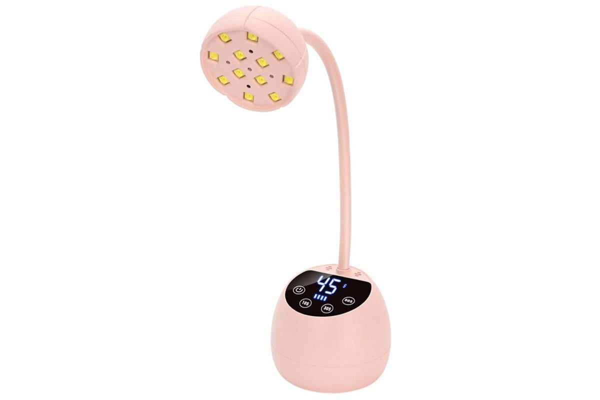 UV LED Nail Lamp Mini Cordless Gel Dryer With Adjustable Gooseneck For Gel Nails - Pink - Image 1