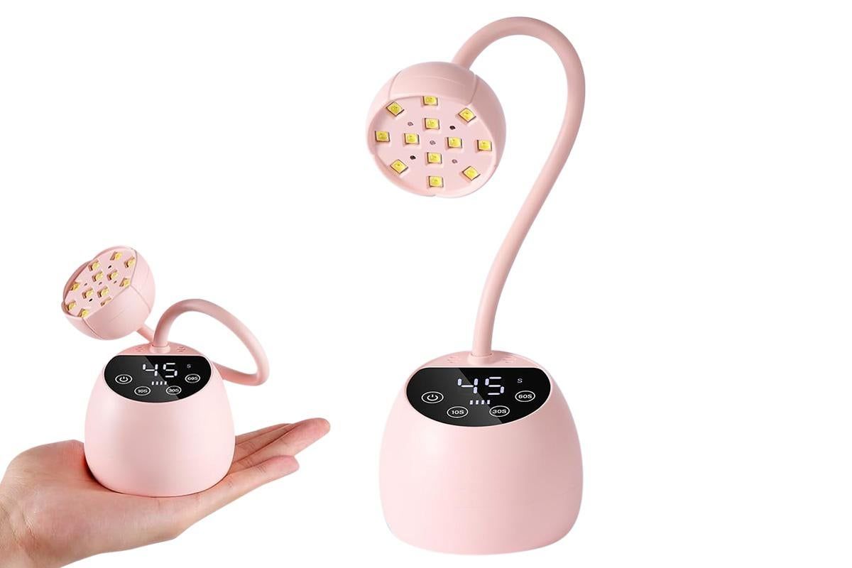 UV LED Nail Lamp Mini Cordless Gel Dryer With Adjustable Gooseneck For Gel Nails - Pink - Image 4