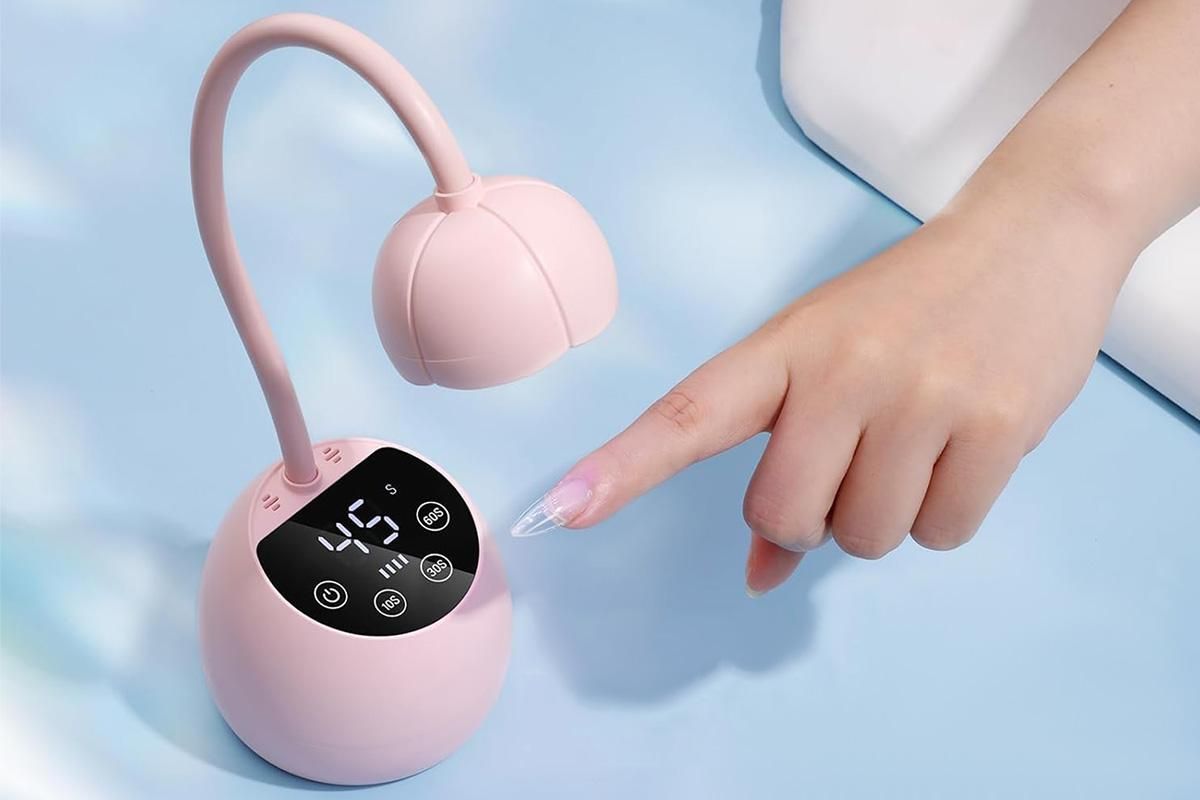 UV LED Nail Lamp Mini Cordless Gel Dryer With Adjustable Gooseneck For Gel Nails - Pink - Image 5