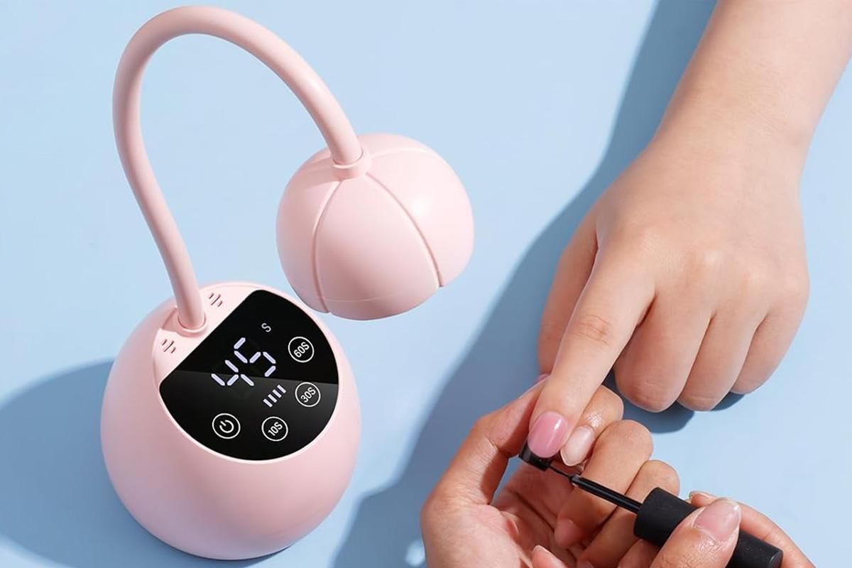 UV LED Nail Lamp Mini Cordless Gel Dryer With Adjustable Gooseneck For Gel Nails - Pink - Image 6