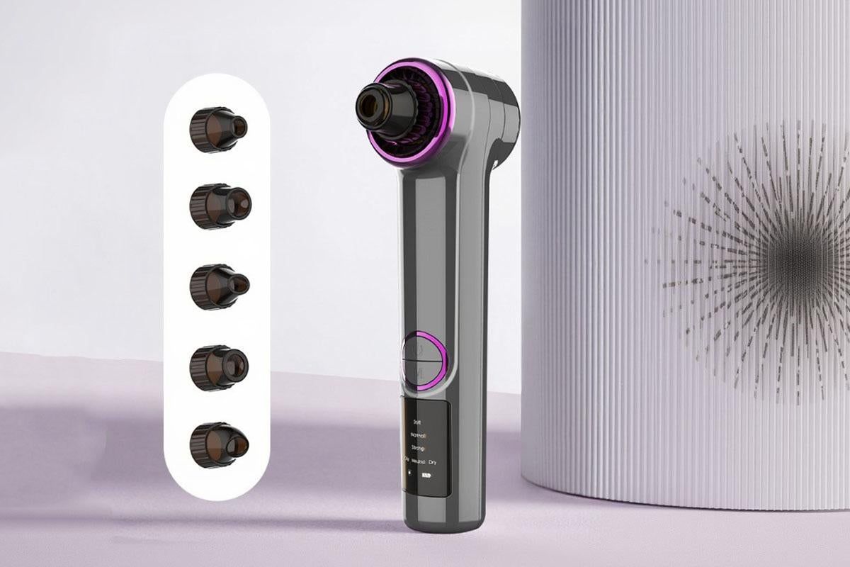 Blackhead Remover Pore Vacuum with Hot Compress 5 Probes for Women Men - Gray - Image 2