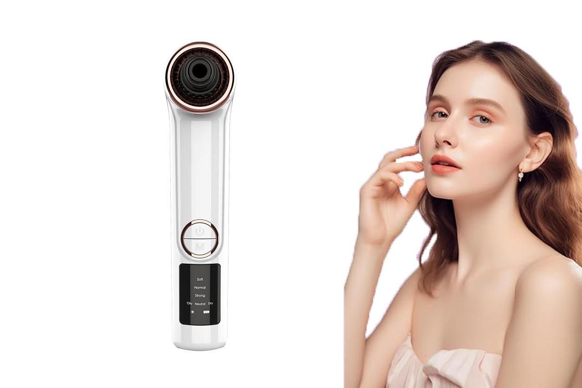 Blackhead Remover Pore Vacuum with Hot Compress 5 Probes for Women Men - White - Image 1