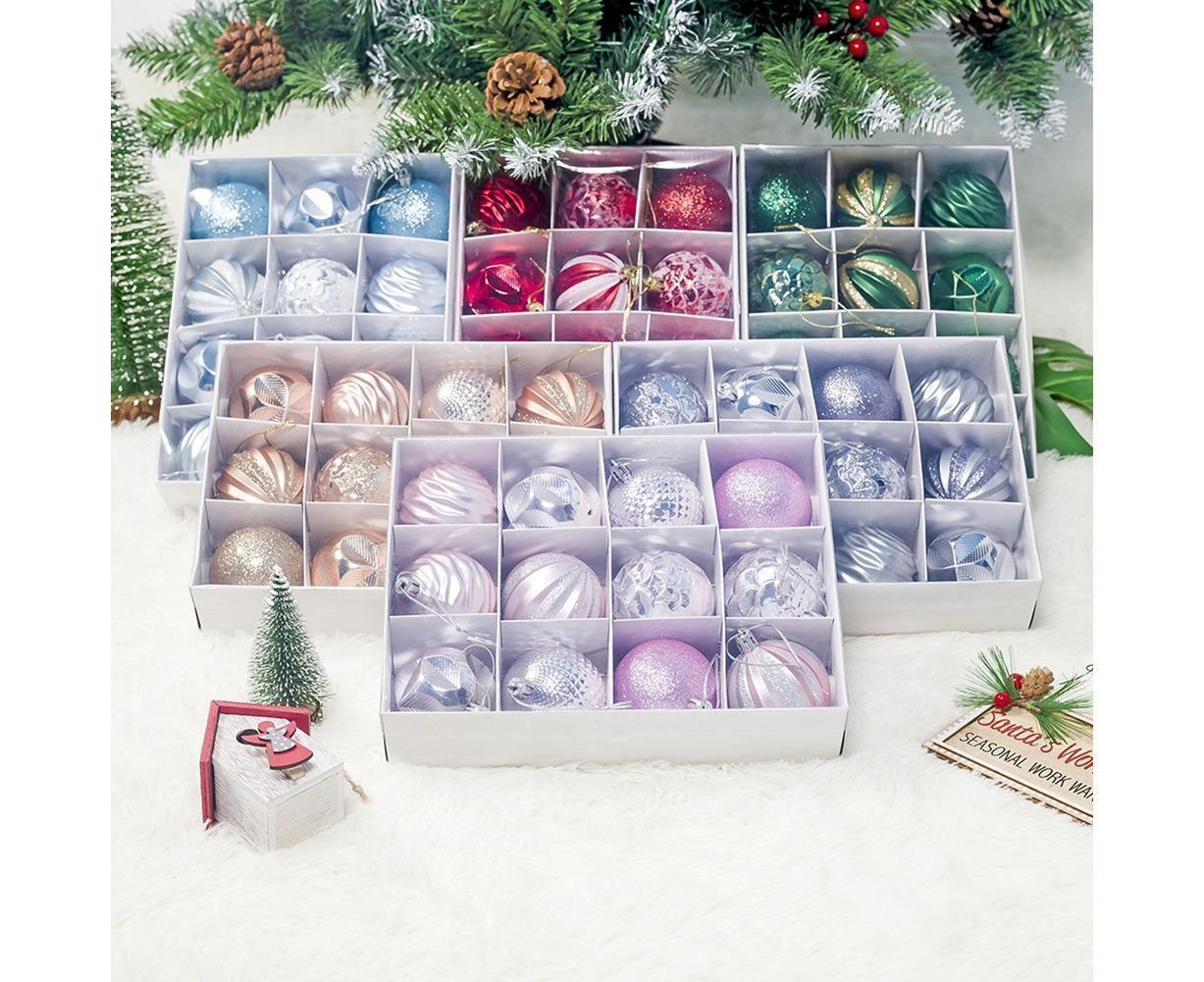 12Pcs 5.5cm Glitter Baubles Balls Christmas Tree Ornament Party Hanging Decor-Green - Image 3