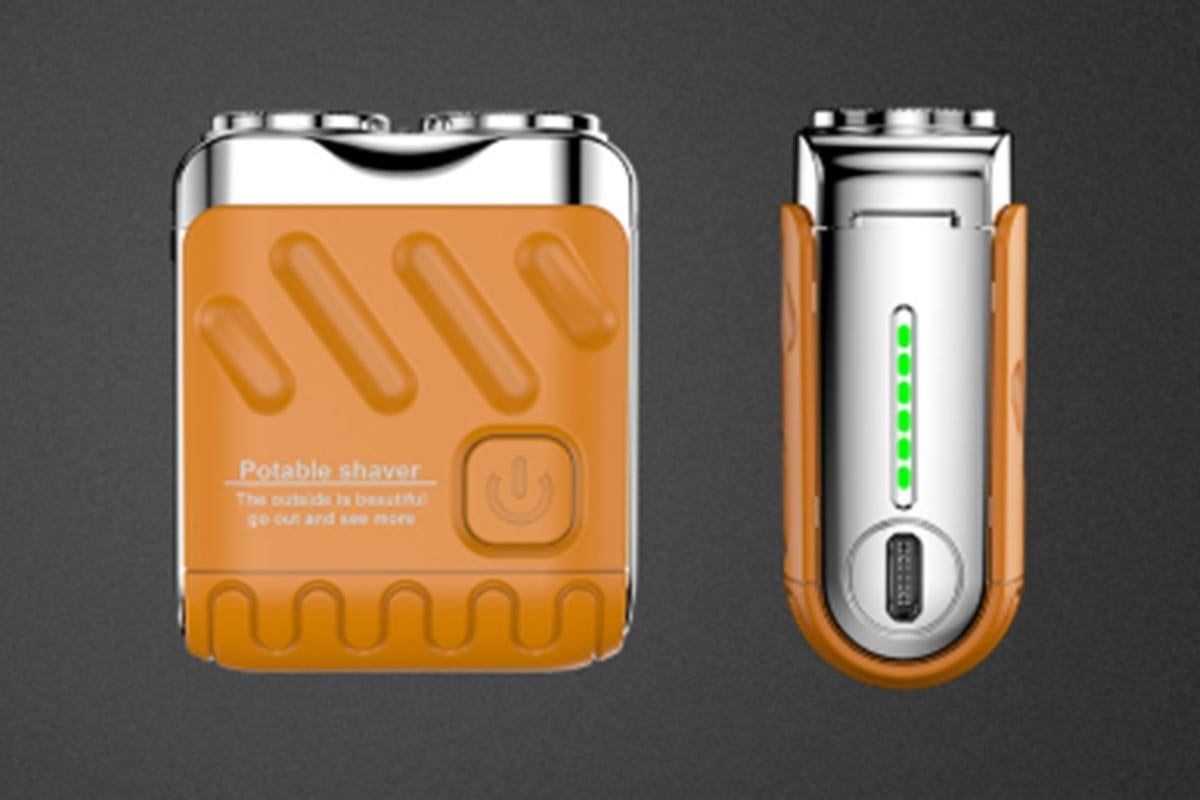 Mini Portable Electric Shaver for Men Wet Dry Waterproof Rechargeable Long Battery Life - Orange - Image 3