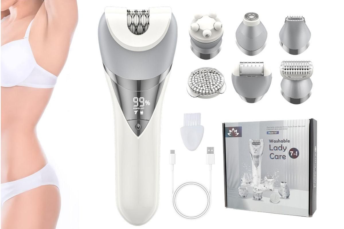 7 in 1 Epilator Hair Removal for Women Face Massage and Body Exfoliator - Image 1