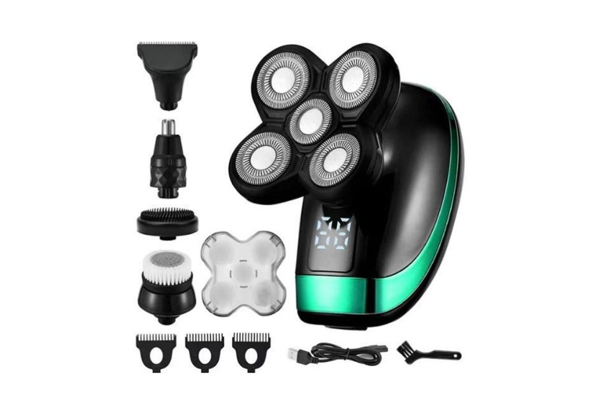 Detachable Head Shavers for Men 5 in 1 Electric Waterproof Digital Display Razor Wet/Dry Bald Head Shavers - Image 1