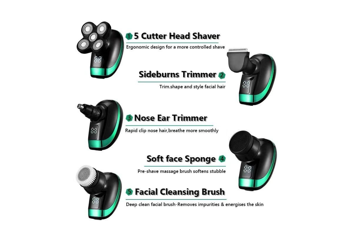 Detachable Head Shavers for Men 5 in 1 Electric Waterproof Digital Display Razor Wet/Dry Bald Head Shavers - Image 3