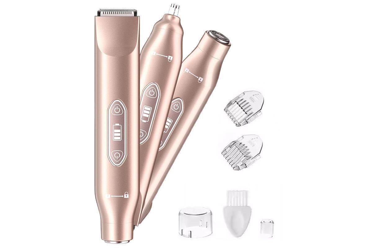 3-in-1 Electric Shaver Nose Hair Trimmer for Face Body Bikini Underarm and Legs - Gold - Image 5