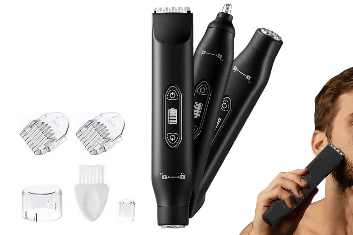 3-in-1 Electric Shaver Nose Hair Trimmer for Face Body Bikini Underarm and Legs - Black - Image 1