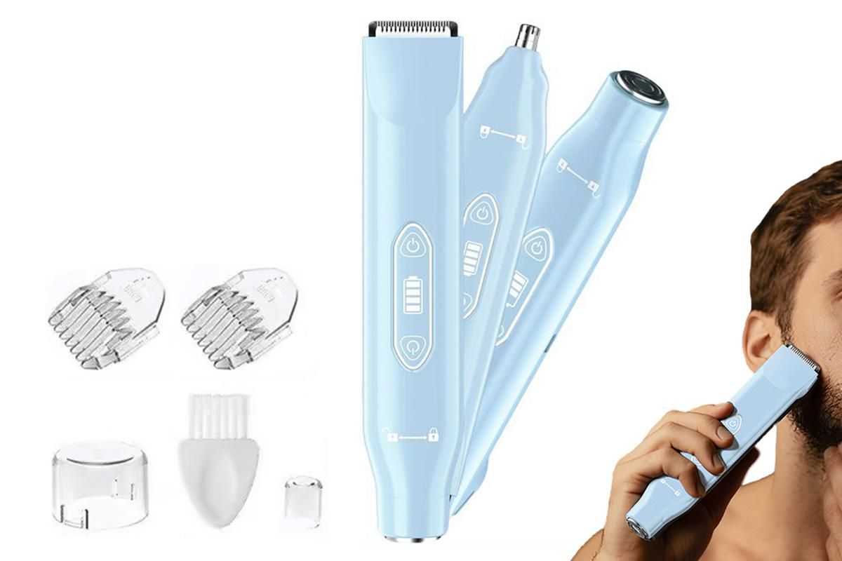 3-in-1 Electric Shaver Nose Hair Trimmer for Face Body Bikini Underarm and Legs - Blue - Image 1