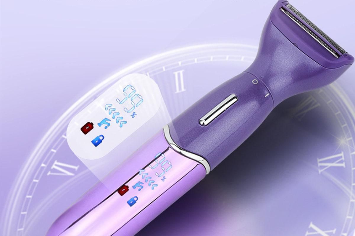 6-in-1 Women Electric Shaver Replaceable Heads for Whole Body Private Epilator Shaving Razor - Purple - Image 3