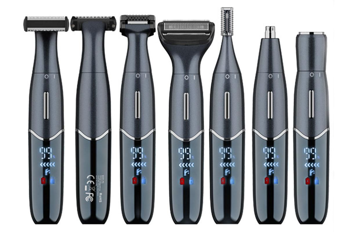6-in-1 Women Electric Shaver Replaceable Heads for Whole Body Private Epilator Shaving Razor - Black - Image 2