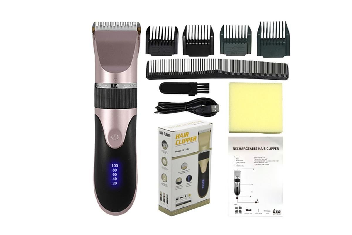 Hair Clippers for Men Professional Cordless Barber Clippers Cutting Mens Hair Trimmer with 4 Guards Mens Cutting Kit -Pink - Image 1